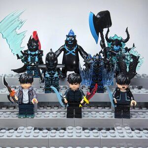 Solo Leveling Custom Minifigure Set – Sung Jinwoo & Shadow Soldiers (8pcs)